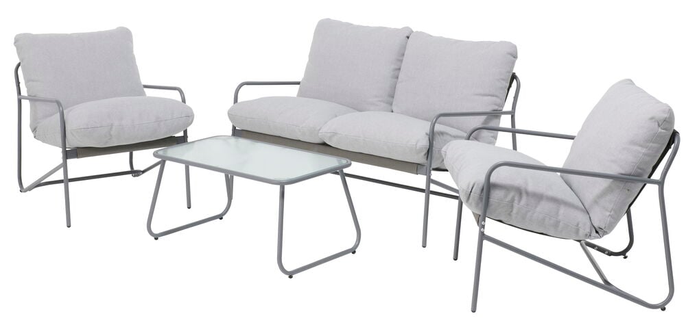Loungeset Nantes 4 delar Grå Stål