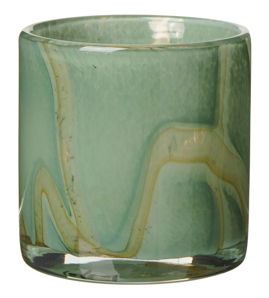 Värmeljushållare Cleo 8x8 cm Green & Gray Stripe Glas