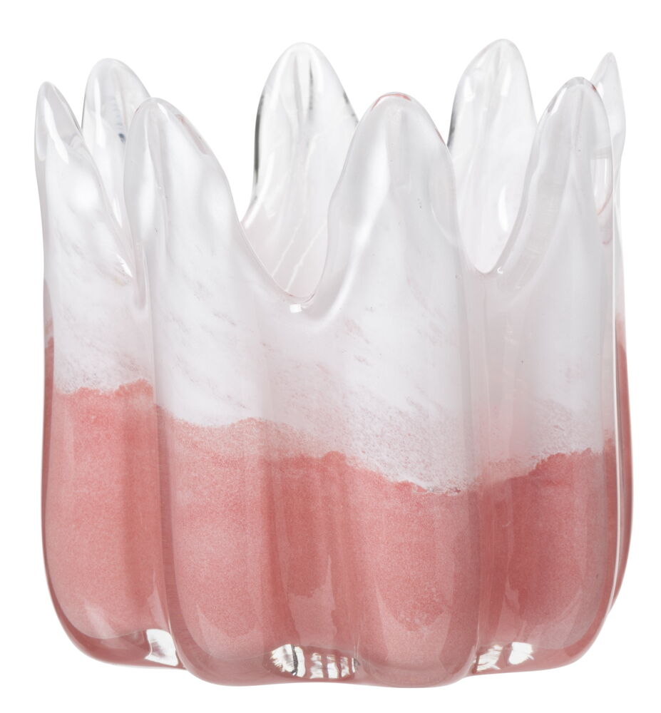 Värmeljushållare Isa 10x10 cm Rosa/vit Glas