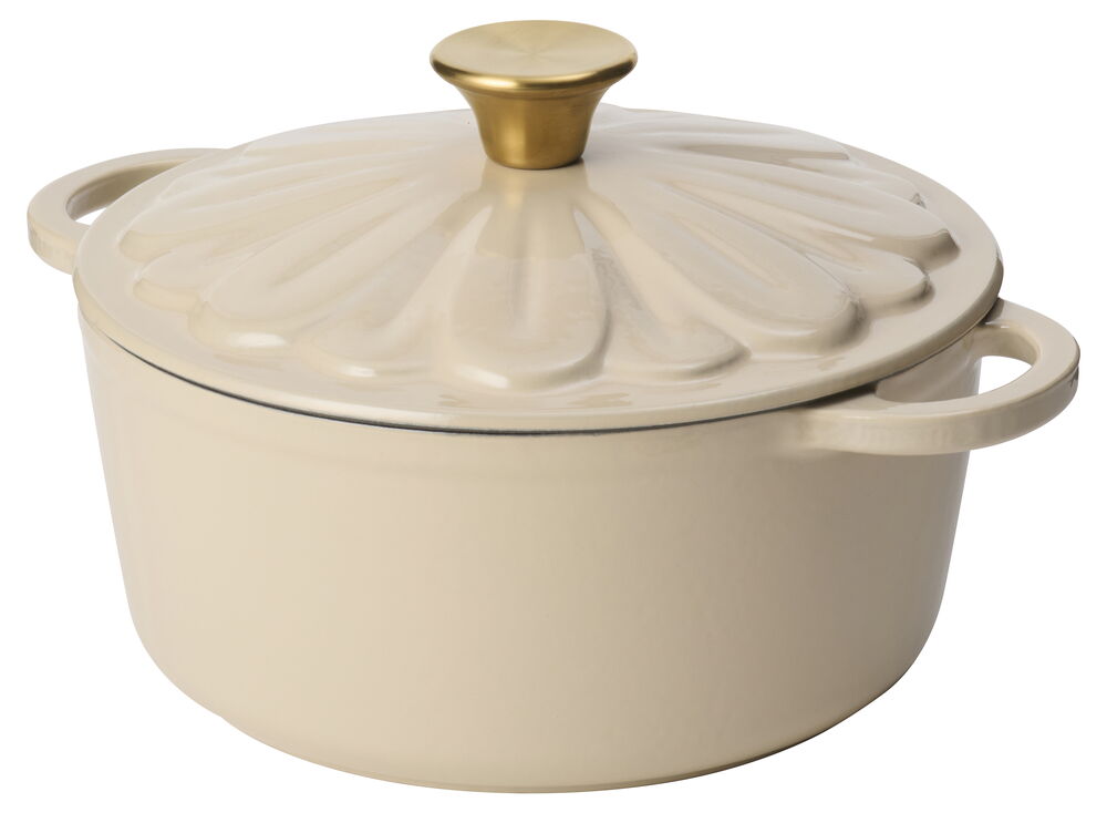 Gjutjärnsgryta 3 l Beige Gjutjärn Flower lid