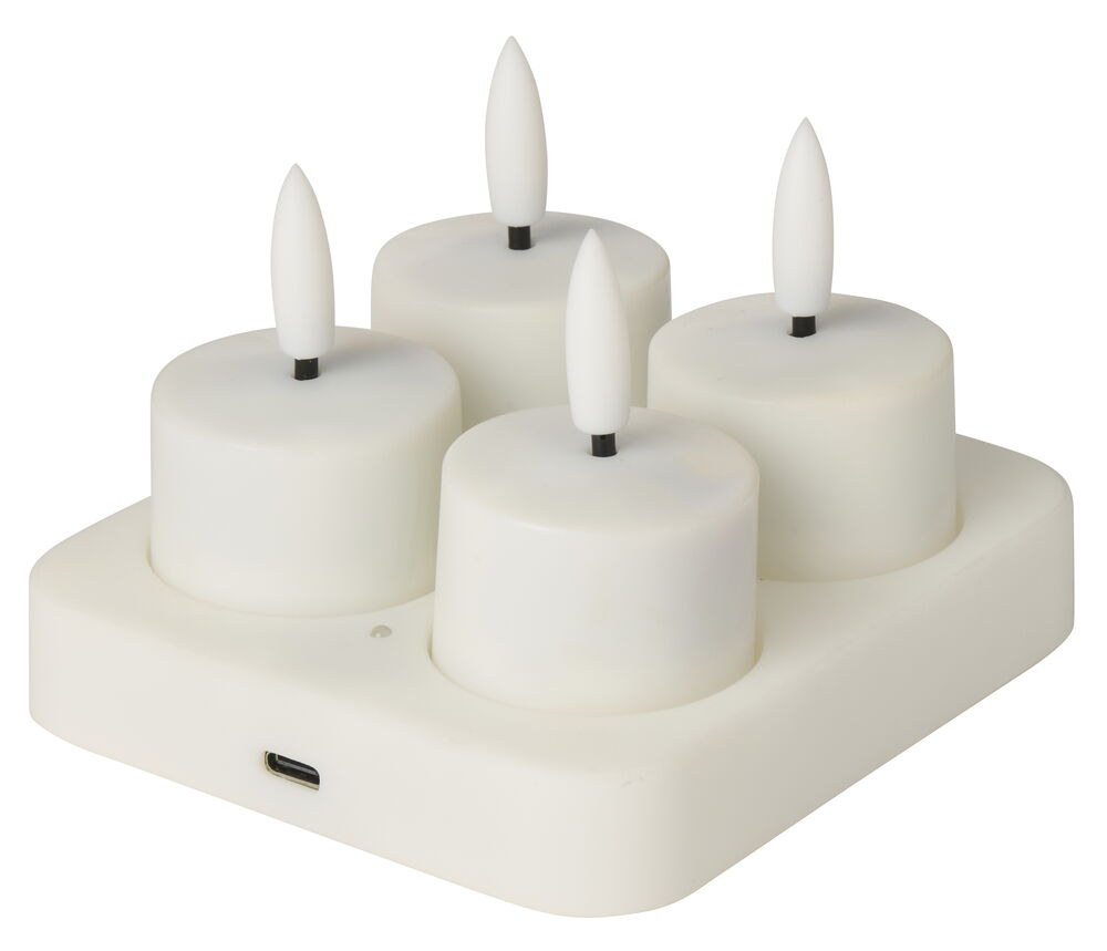 Wiederaufladbare Teelichter LED Starterkit Ystad 4 er-Pack