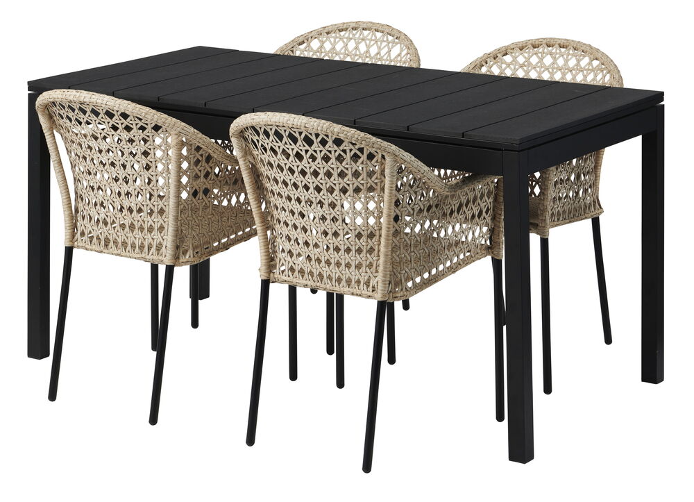 Bord Barcelona, utdragbart + 4 stolar Amalfi