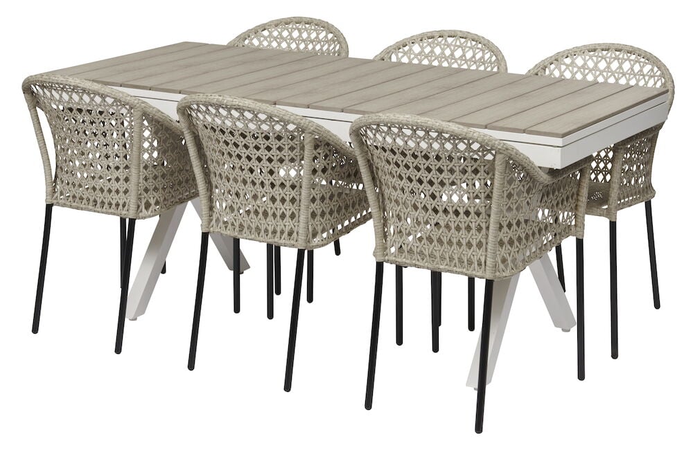 Bord Florens, uttrekkbart + 6 stoler Amalfi